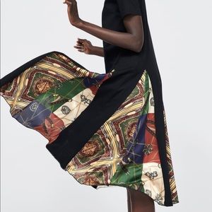 Zara Marching Scarf Print Midi Dress - Black